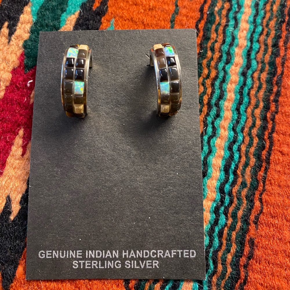 Native American cornrow hoop earrings